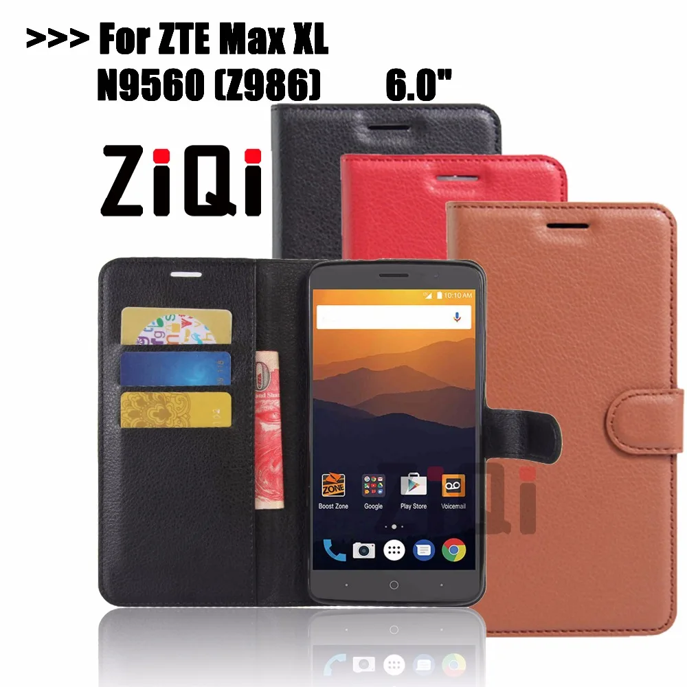 ZiQi Case For ZTE Max XL Z986 6.0inch Wallet Style PU Leather Protective Kickstand Cover N9560 Phone Bag |
