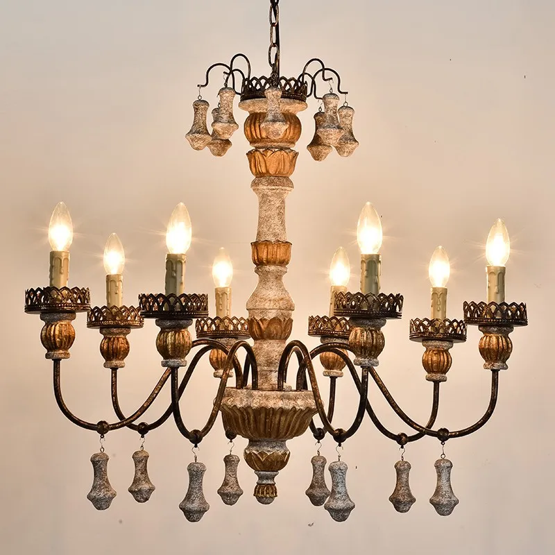 

Vintage Wooden Chandelier Iron Lampadario Vintage Living Room Chandeliers Ceiling For Vintage Home Decor Nordic Design Lustres