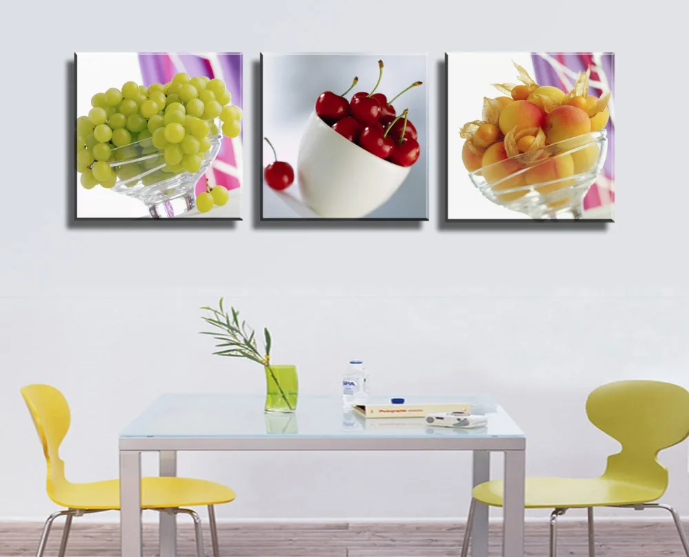 3 Панели без рамы фрукты кухня ресторан украшенная большая HD картина на стену