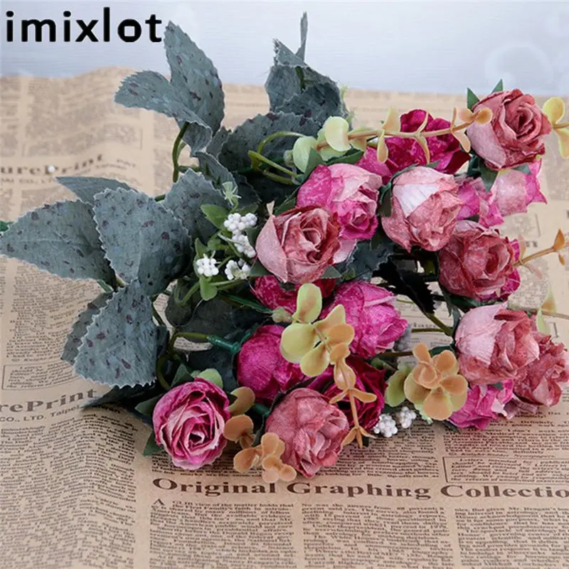 Imixlot 1 букет Новое поступление искусственные розы цветы для спальни гостиной