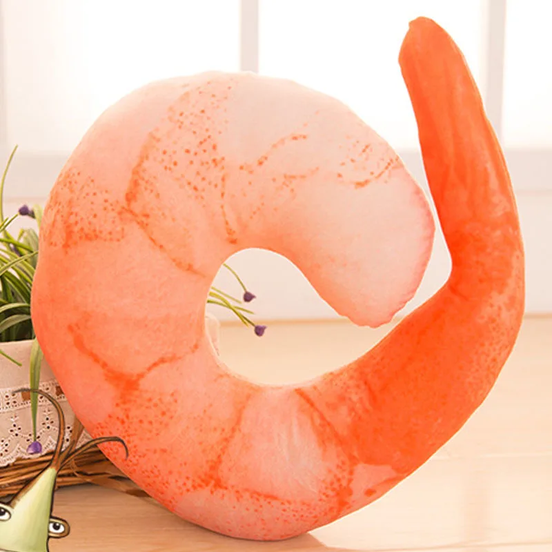 

1Pc 45*45Cm Novelty Simulational Plush Peeled Shrimp U-shaped Neck Pillow Prawns Meat Cushion Kids Toys Christmas Gifts TL0029