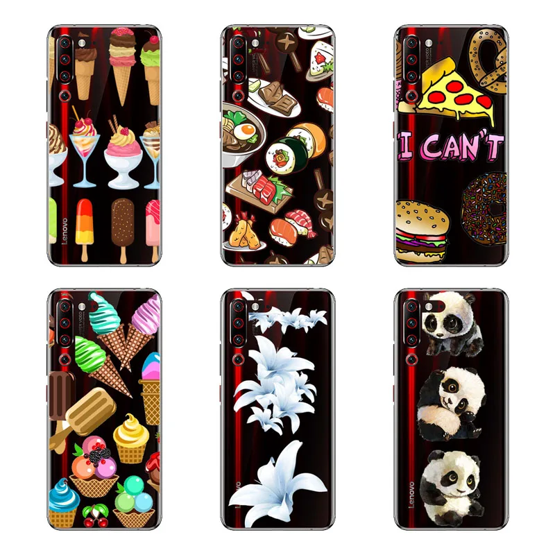 Lenovo Z6 Pro Case Silicon Black Painting flower Soft TPU Back Cover for protect Phone cases shell |