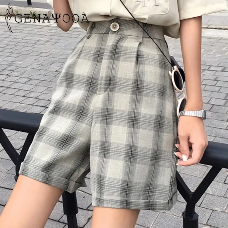 Genayoa 2019 летние офисные женские шорты короткие штаны до колена полосатые
