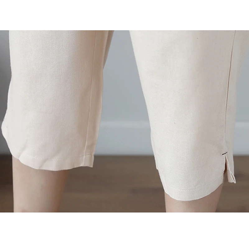 Повседневные женские льняные штаны-шаровары свободные Этнические брюки длиной