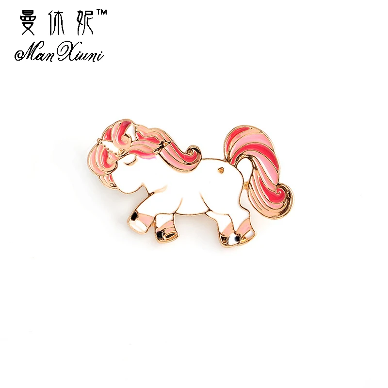 Manxiuni 1 шт./компл. Фэнтези мультфильм Розовый Единорог Лошадь Кнопка Pin сумка