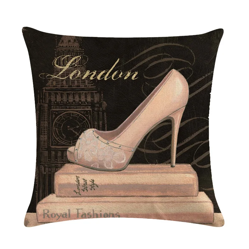 Духи и туфли декоративная наволочка из хлопка льна квадратная 45x45 см для дома