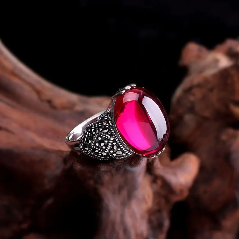 

Classic Elegant Lady's Ring Authentic 925 Sterling Silver Adjustable Carnelian Ring For Women Fine Jewelry Special Handmade 2019