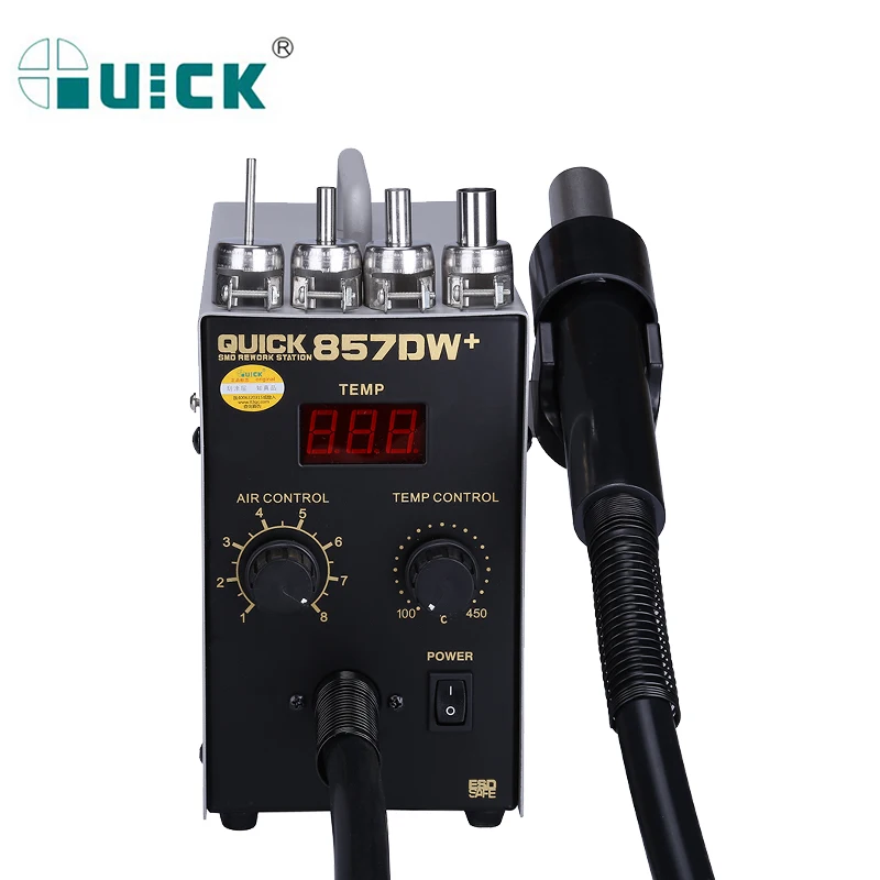 QUICK 857DW + паяльная станция 580 Вт пистолет горячего воздуха с винтовым ветром SMD BGA
