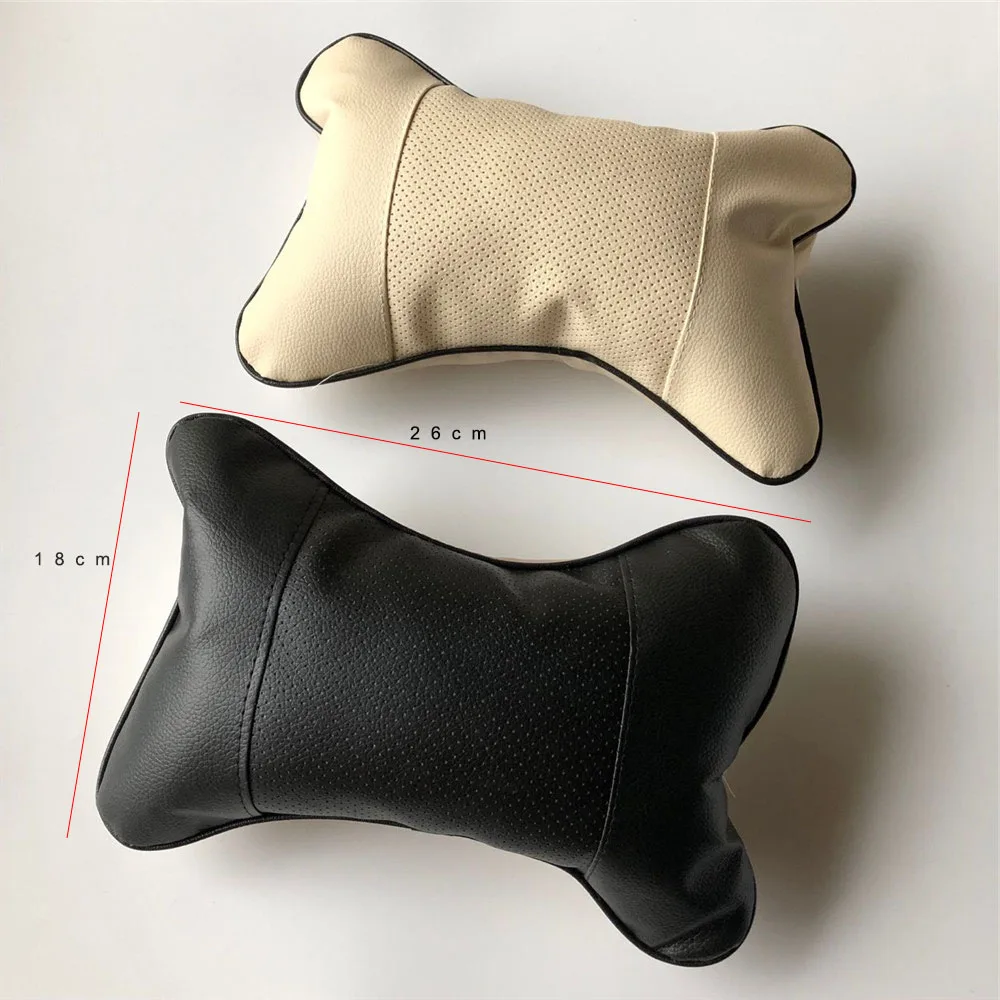 2 шт. Автомобильная подушка для шеи с перфорацией дизайн двухсторонняя PU кожа