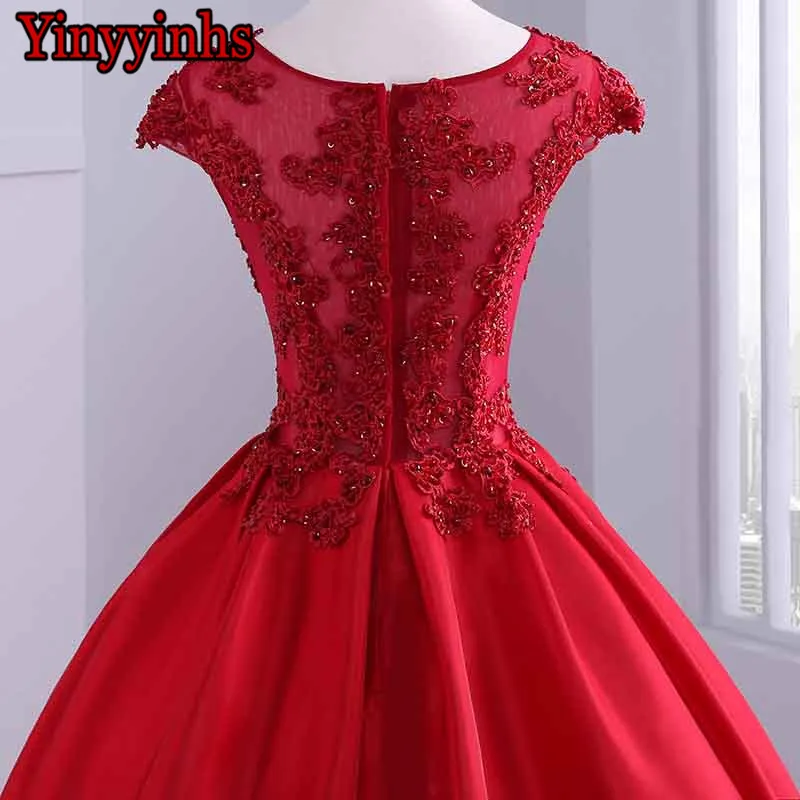 Yinyyinhs Real Picture Short Sleeve Evening Dress Vestido De Festa Long Beads Court Train Formal Gown CG42 | Свадьбы и торжества