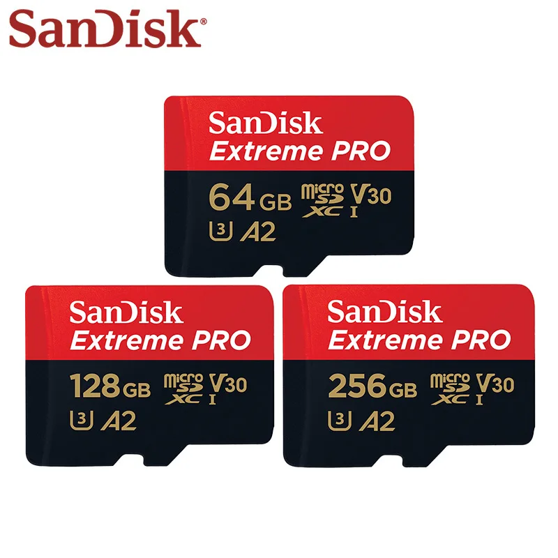 Original Sandisk Extreme Pro Micro SD Card up to 170MB/s A2 V30 U3 C10 64GB 128GB microSDXC TF Card Memory Card With SD Adapter