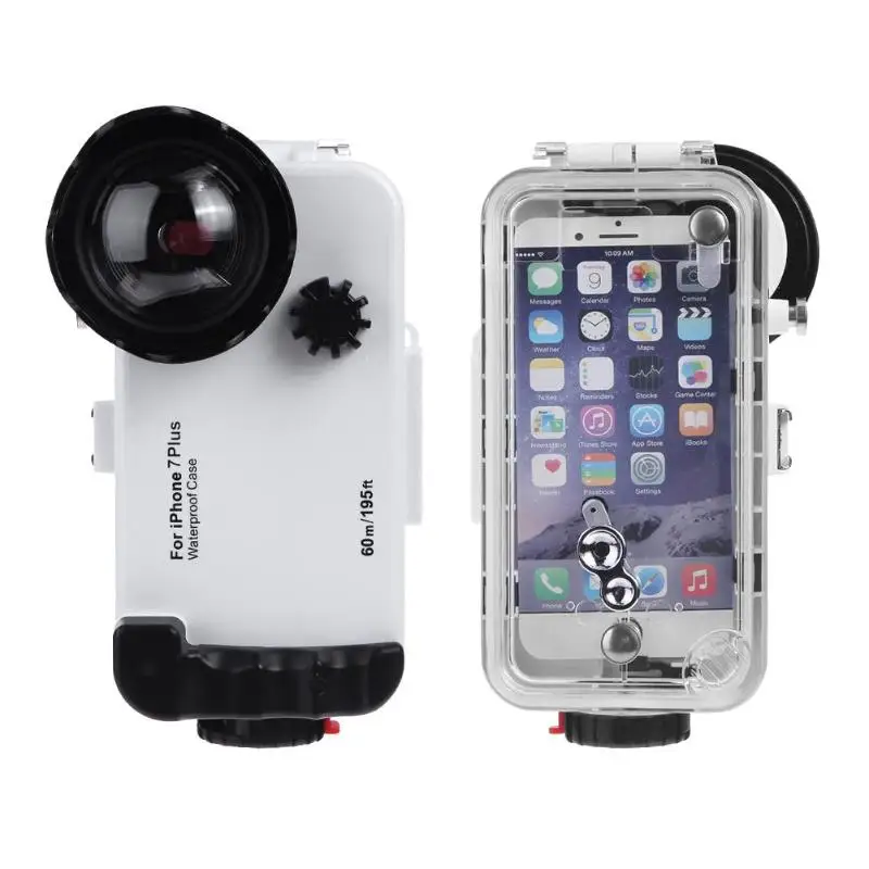 ALLOET IPX8 водонепроницаемый чехол для iPhone 7 Plus 60 м/196FT подводный Дайвинг чехол для мобильного телефона чехол для объектива Рыбий глаз для iPhone 7 Plus