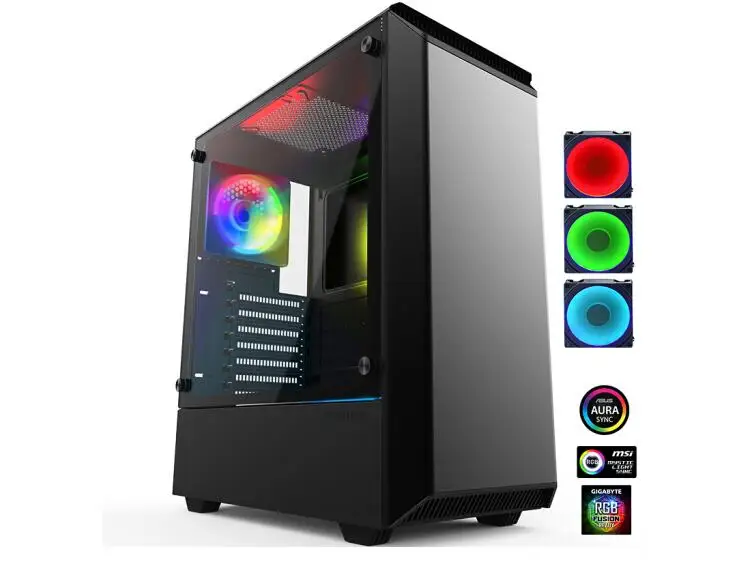 PHANTEKS P300 RGB ATX компьютерный корпус(RGB светильник управления/Поддержка 280 водяного охлаждения/отключения звука/пыли/независимый провод склад - Цвет: Deluxe Edition 3fan