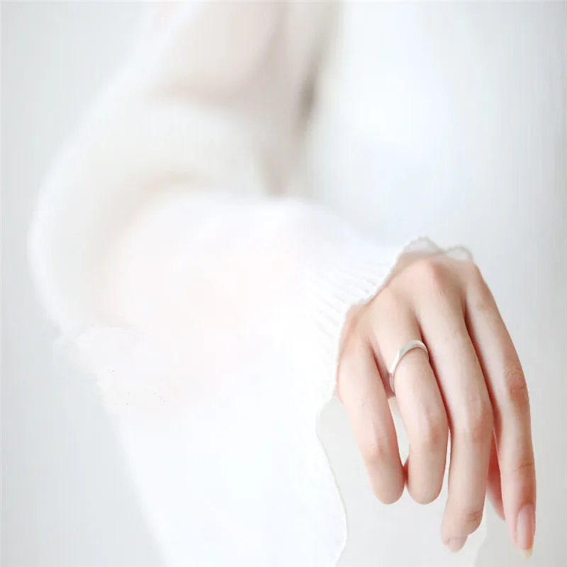 925 пробы серебро простой геометрический раздел Открытое кольцо S925 Творческий