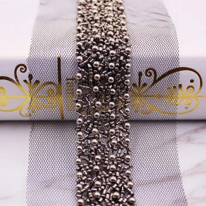 2 Yards Beaded Lace Ribbon Tape Width 30MM Trim Fabric DIY Embroidered collar Decoration lace Net Cord For Sewing