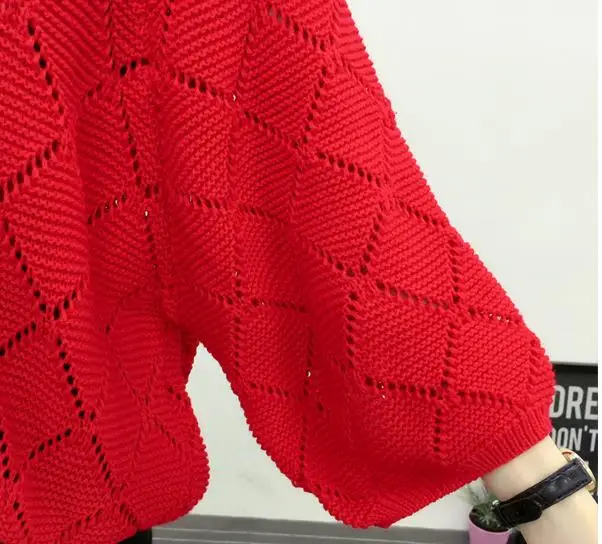 2019 spring autumn loose sweater fashion large size hollow blouse women pullover new Knitted bat shirt female tide A1174 | Женская