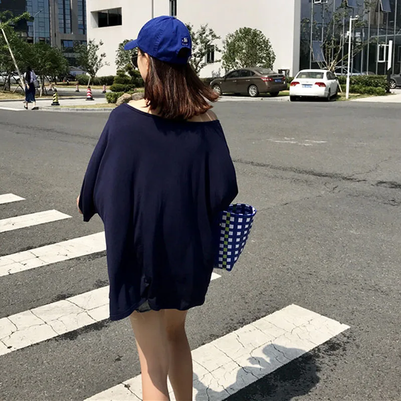 Модная футболка осень лето повседневные для женщин хлопка стрейч топы Свободные