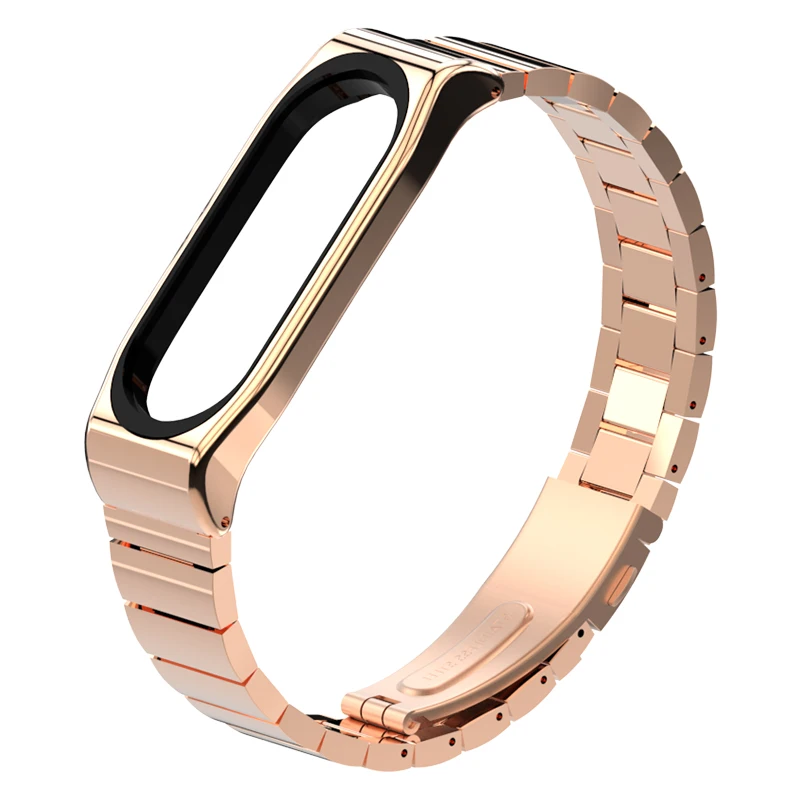 Rose Gold Браслет для mi Band 4, ремешок для Xiaomi mi Band 4, металлический браслет на запястье из нержавеющей стали mi band 3, браслет Pulseir mi Band 3 - Цвет: Rose Gold