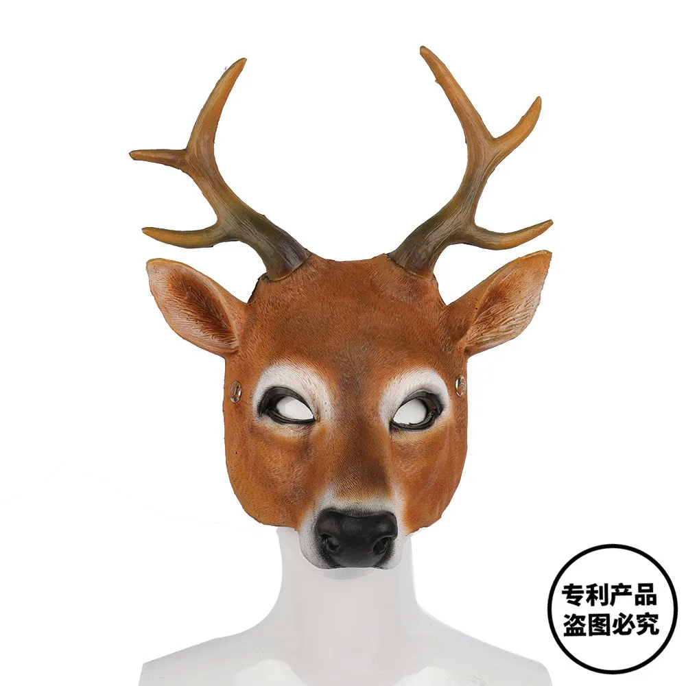 

cosplay Christmas Reindeer 3D Animal Realistic Halloween Carnival Costume Ball Carnival Party Pu Foam Latex Deer Head Mask