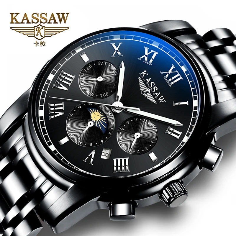 2016 kassaw мужчины наручные часы автоматические механические повседневная