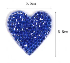 blue 5 шт. патч в виде сердца из страз железа на патч для одежды Diy кристаллы Камни значок аппликация для одежды мешок брюки обувь - Цвет: blue