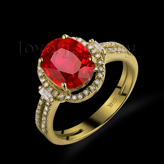 Кольцо LOVERJEWELRY из желтого золота 8 х10 мм с рубином|ring for|ring for saleruby ring |