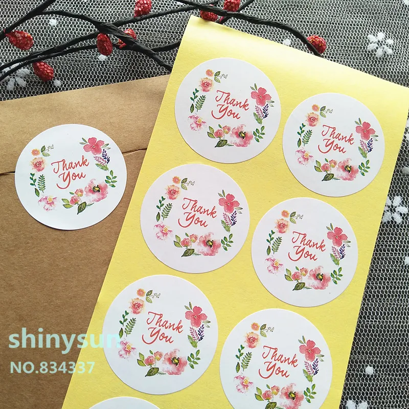 250pcsThank вы Мощность Бумага упаковка Стикеры для конфет от китайского