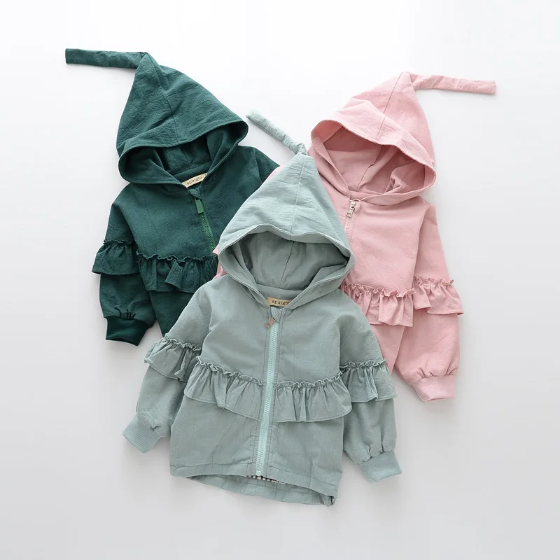 Детская осенне-Весенняя эксклюзивная одежда Верхняя с цветочным узором и рюшами