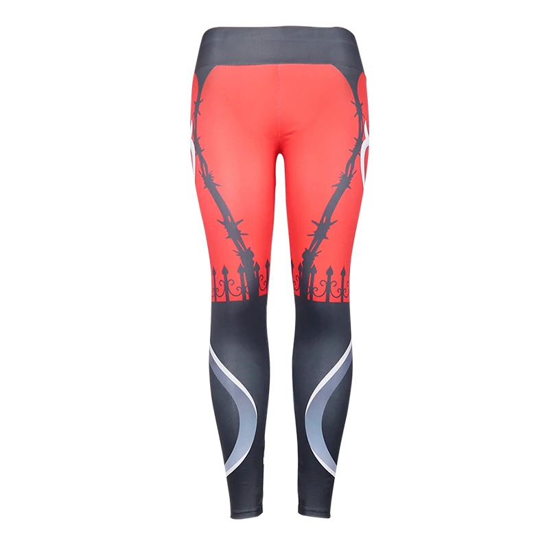 Red Black Leggings Сексуальные женские леггинсы с эффектом пуш-ап, штаны с принтом в виде сердца дьявола, готические леггинсы с высокой талией, леггинсы для тренировок, фитнеса, дышащие, вечерние, Mujer - Цвет: Red Black Leggings