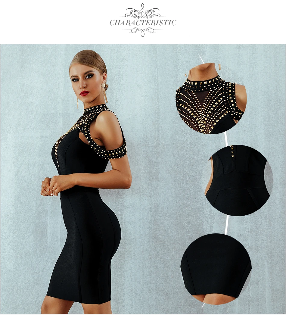 ADYCE новое летнее черное Бандажное платье для женщин Vestidos сексуальное с открытой спиной с бисером облегающее Клубное платье вечернее платье в стиле знаменитостей