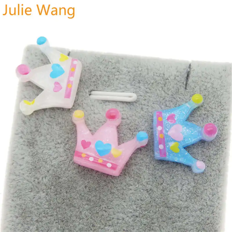 Julie Wang 12 шт. подвески из смолы Королевская Принцесса Корона слайм с плоской