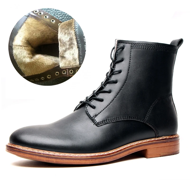DOLKEARSEN 2017 Spring/Autumn Men Boots Genuine Leather Winter Plush Ankle Boot Lace-up zipper Martin D161107 | Обувь