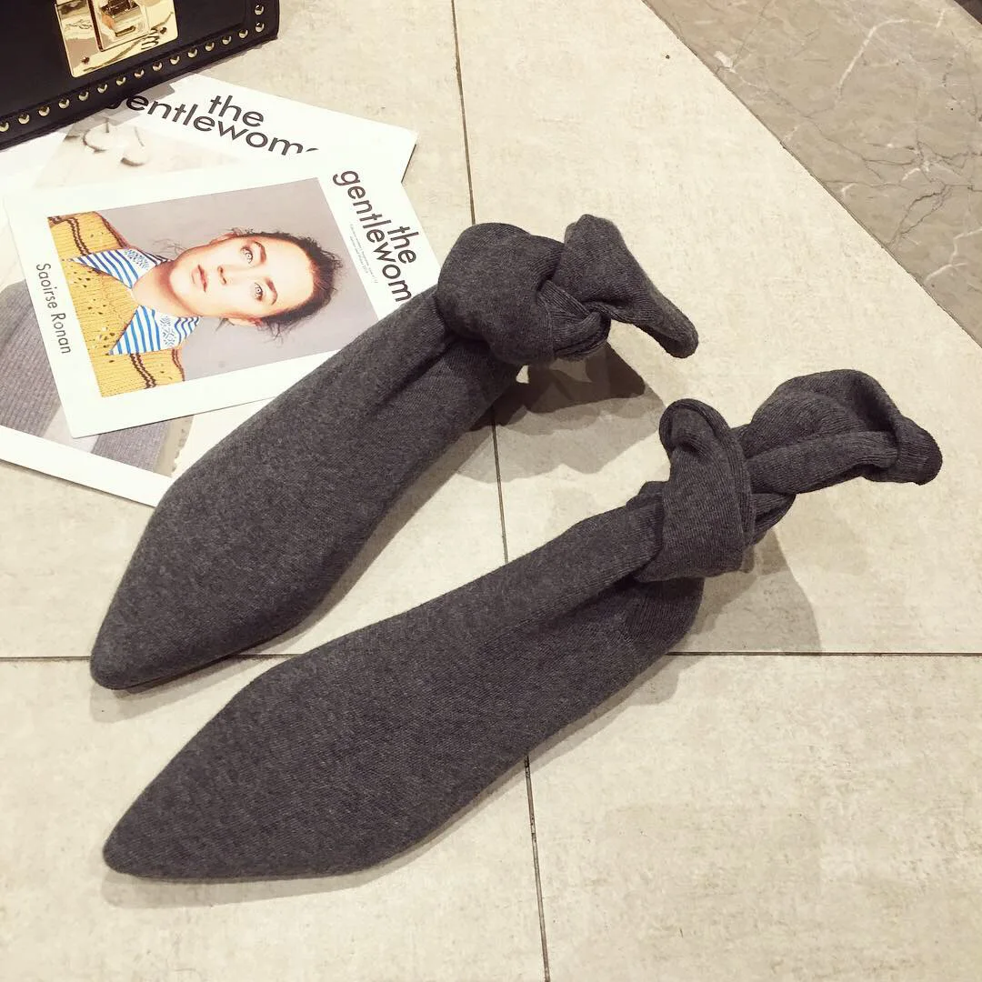Женские зимние ботинки на плоской подошве красные вязаные шерстяные носки с