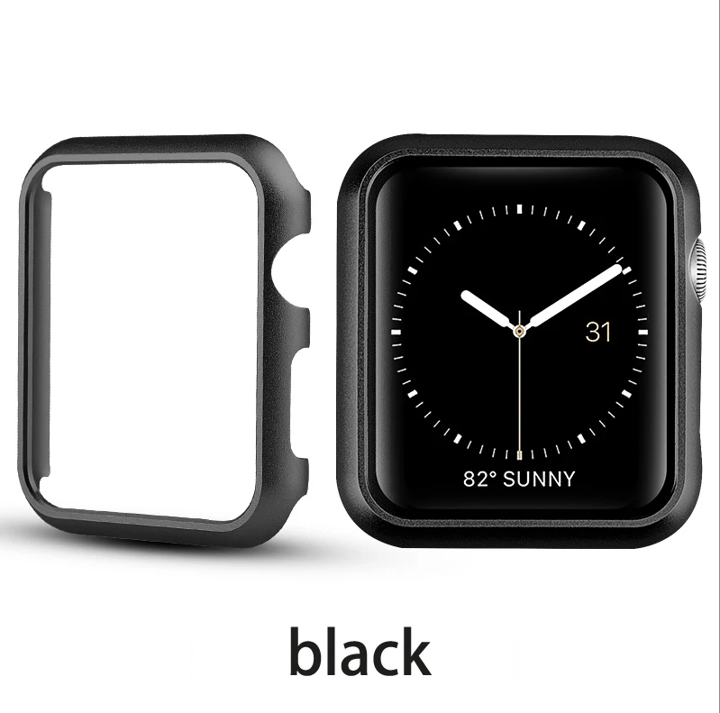 Черный Металлические часы чехол для apple watch 38/40 мм 42 44 мм Защитная крышка бампера отделка Алюминий сплав Frame watch series 5/4/3/2/1 - Цвет: Черный