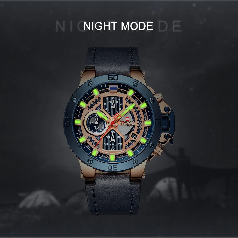 Часы наручные NAVIFORCE Мужские кварцевые брендовые Роскошные водонепроницаемые в