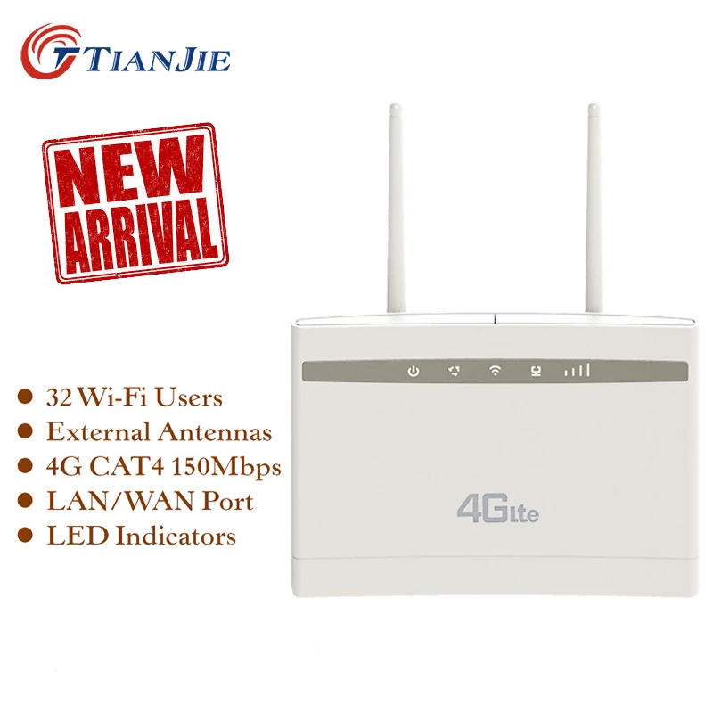 TIANJIE разблокированный 4G маршрутизатор 300 Мбит/с Wi-Fi роутер 4 г LTE CPE Wifi роутер с поддержкой порта LAN Слот для sim-карты беспроводной wifi роутер