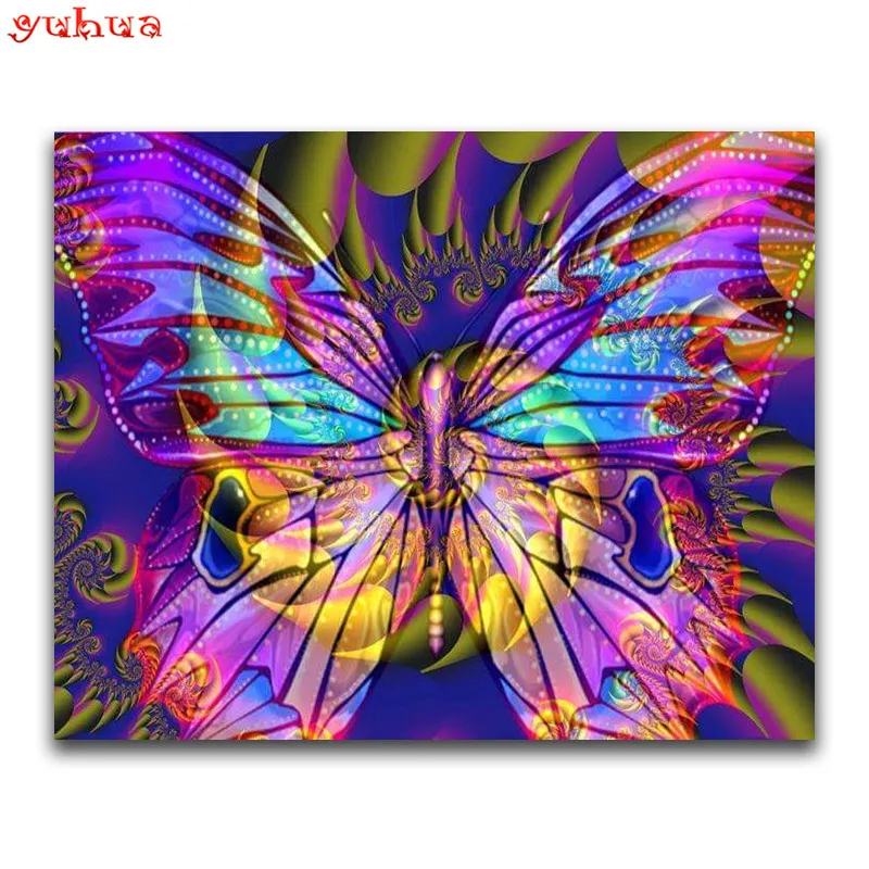 Full Square Diamond embroidery Cross stitch Cartoon DIY 3D mosaic color Round painting Purple butterfly | Дом и сад