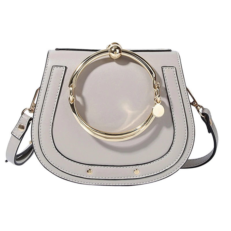 Women's Handbag Unique Metal Ring Top Handle Leather Women Crossbody Messenger Bag Tote For Girls Pink Black | Багаж и сумки