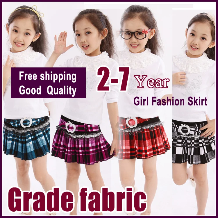 Free shipping new 2015 spring autumn girls fluffy tu skirt children bow wool school kids winter plaid 2-7 years | Мать и ребенок