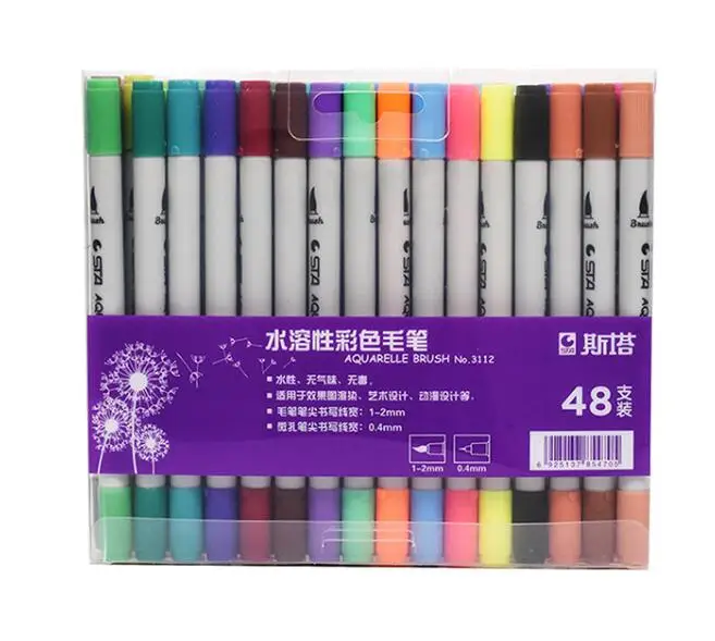 48 colors Двойной наконечник воды Цвет кисти маркер для белой доски, Лот из 12/24/36/48/80 Цвет граффити чернила на водной основе тонко пишущие Ручки Маркеры для эскизов товары для рукоделия - Цвет: 48 colors