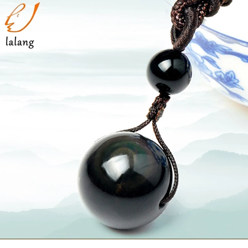 Ожерелья и подвески из натурального камня для женщин мужчин черный обсидиан