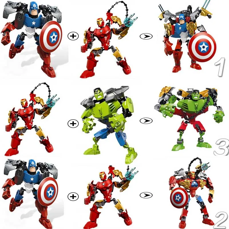 ПВХ аниме Marvel DIY строительные блоки игрушки Мстители Человек-паук Фигурки