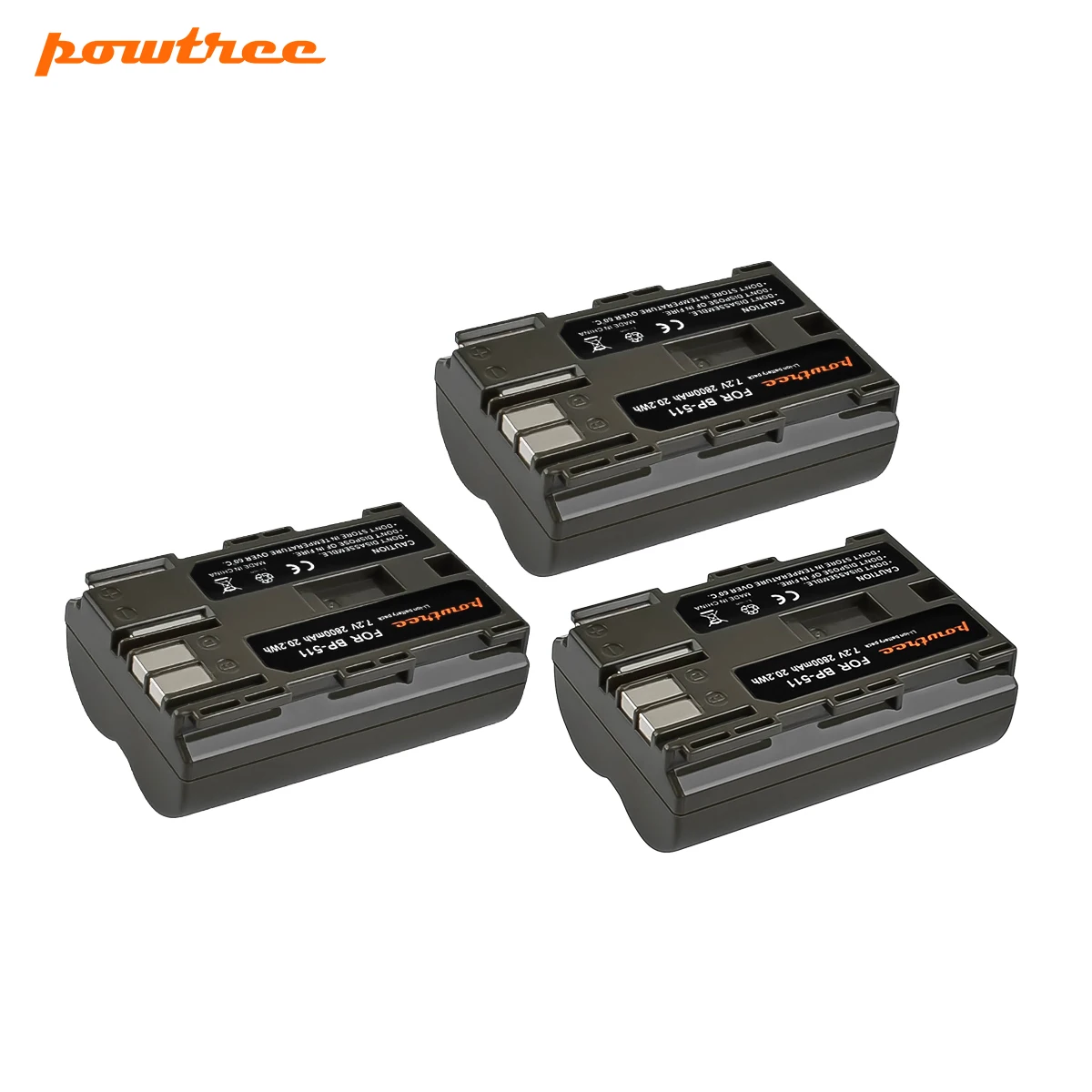 3 Pack Battery Powtree 2800 мА/ч, BP-511 BP511 BP 511 BP-511A Батарея для Canon G6 G5 G3 G2 G1 EOS 300D 50D 40D 30D 20D 5D цифровой Камера L10 - Цвет: 3 Pack Battery