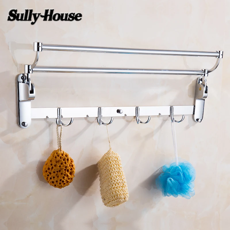 Складные вешалки для полотенец из нержавеющей стали ванной комнаты двойной