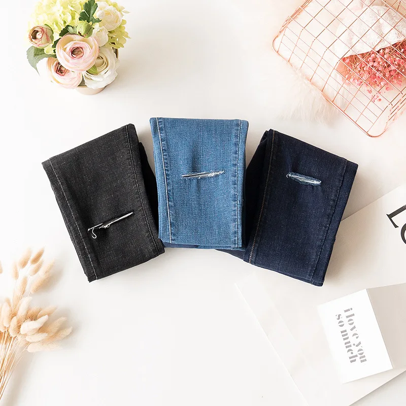 Джинсы стрейч с дырками для беременных облегающие джинсы Одежда на весну и