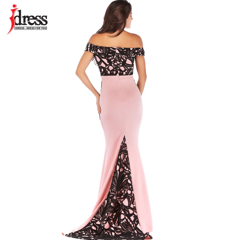 Сексуальное платье IDress женские длинные платья элегантное розовое черное