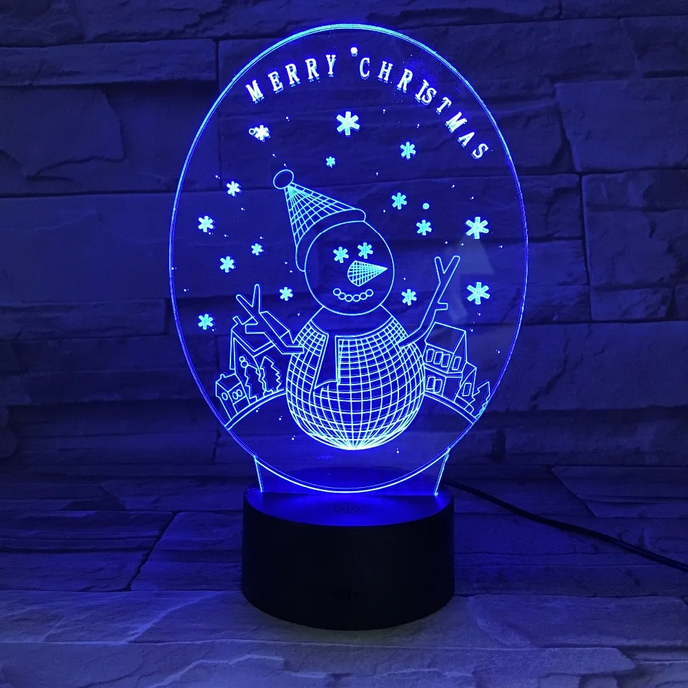 Снеговик 3D уникальные световые эффекты Оптическая иллюзия