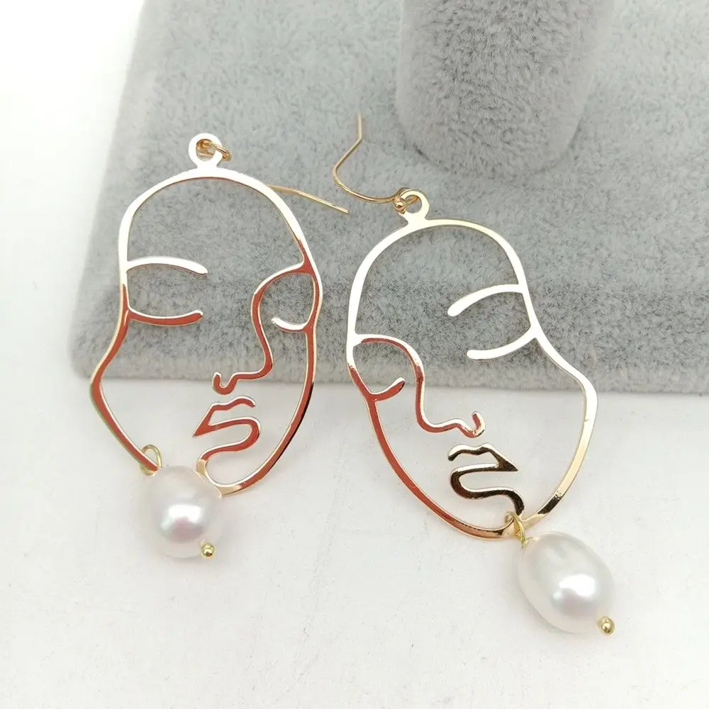 Женские минималистичные серьги с белым рисовым жемчугом|Серьги-подвески| |