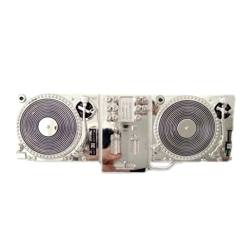 Серебряный dj игровой диск плееры поворотный металлический ремень пряжка Мужская