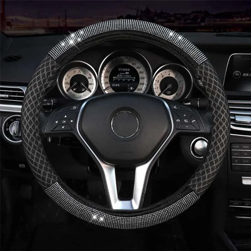 Чехлы на руль со стразами для автомобиля крышка из искусственной кожи чехол с